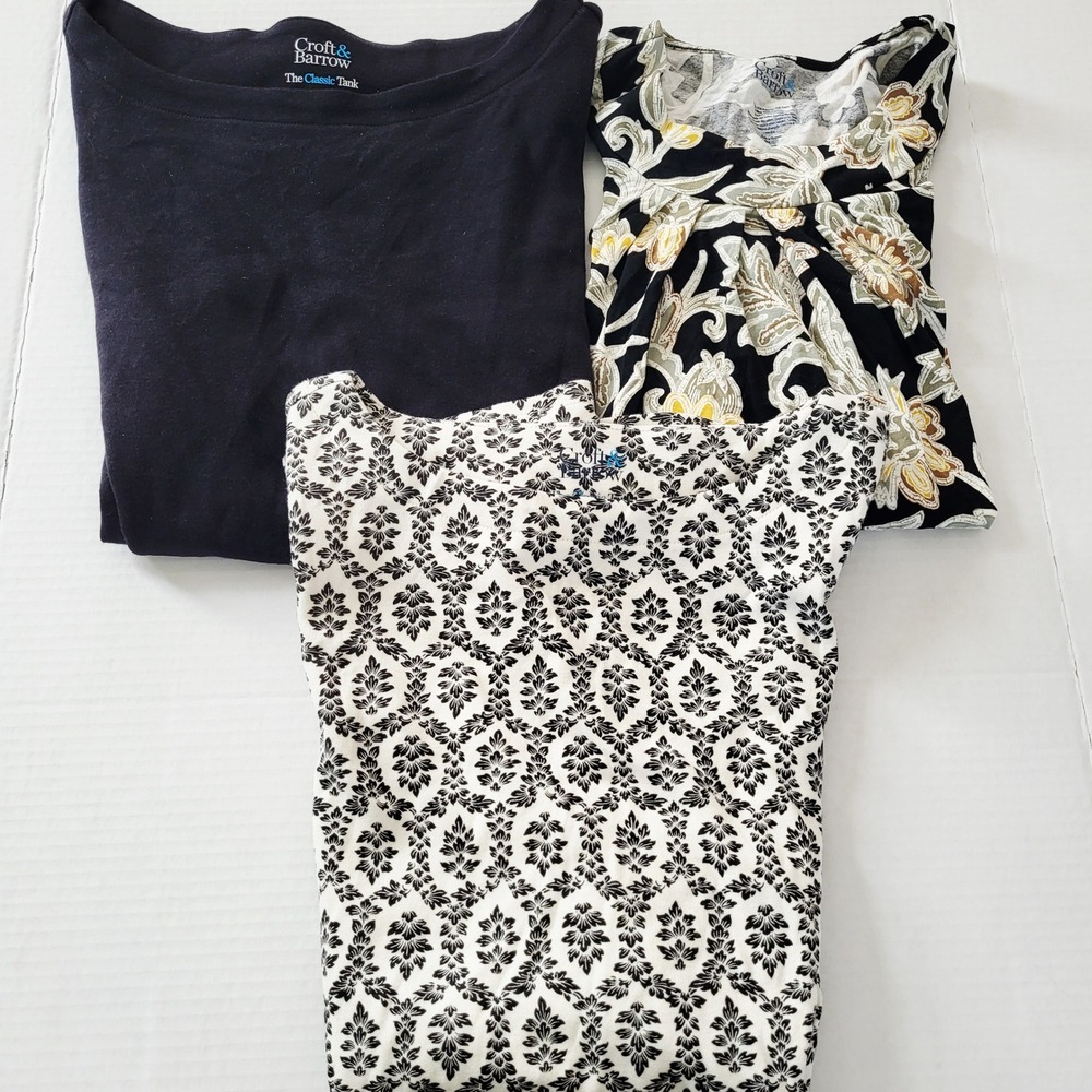 Croft & Barrow Womens‎ Size 1X Classic Tank Top Bundle 3 Black Floral NWOT